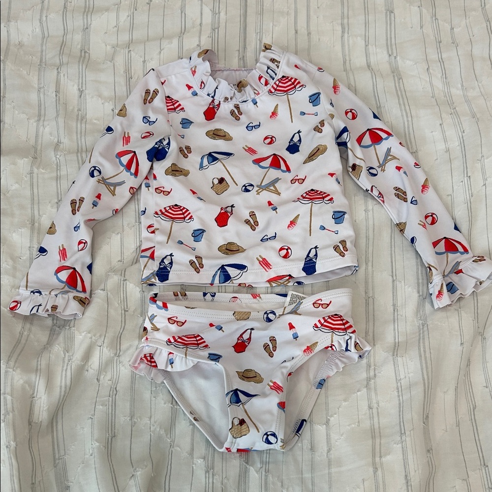 Toddler 2T Swim Set with Beach Print